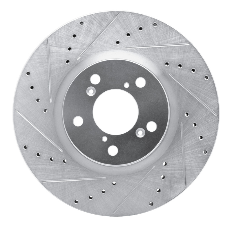 Acura MDX Brake Rotor (1) - Front Left - R1 Concepts - Drilled & Slotted - Silver - `07-`20